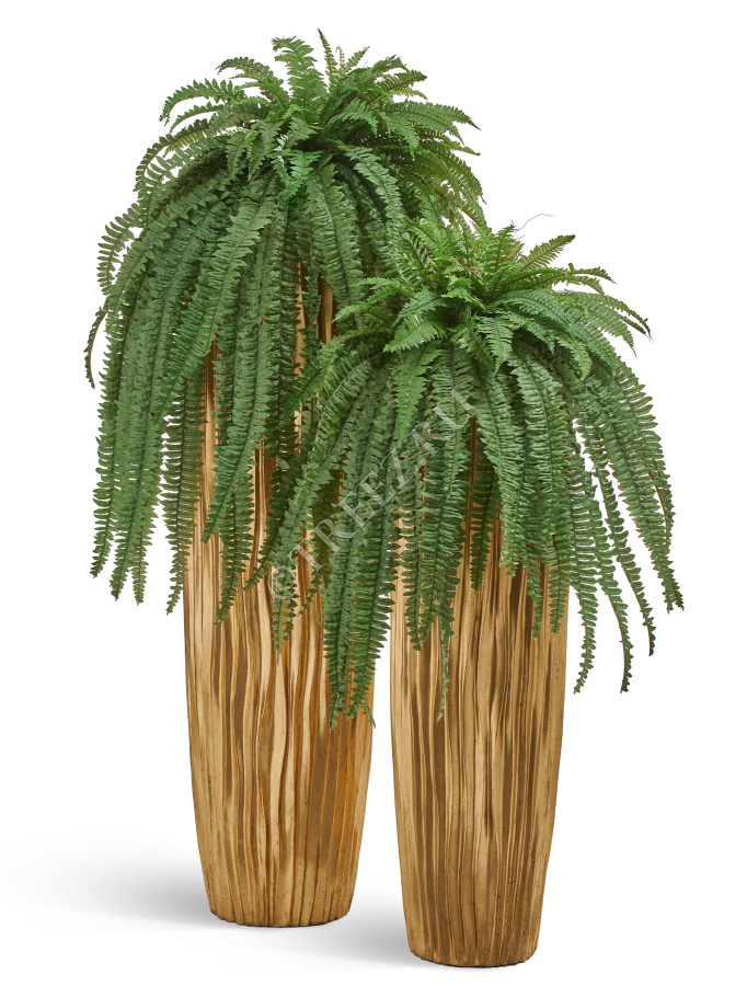 Кашпо TREEZ Effectory - Metal - Высокий конус Giant Design Wave - Сусальное золото фото