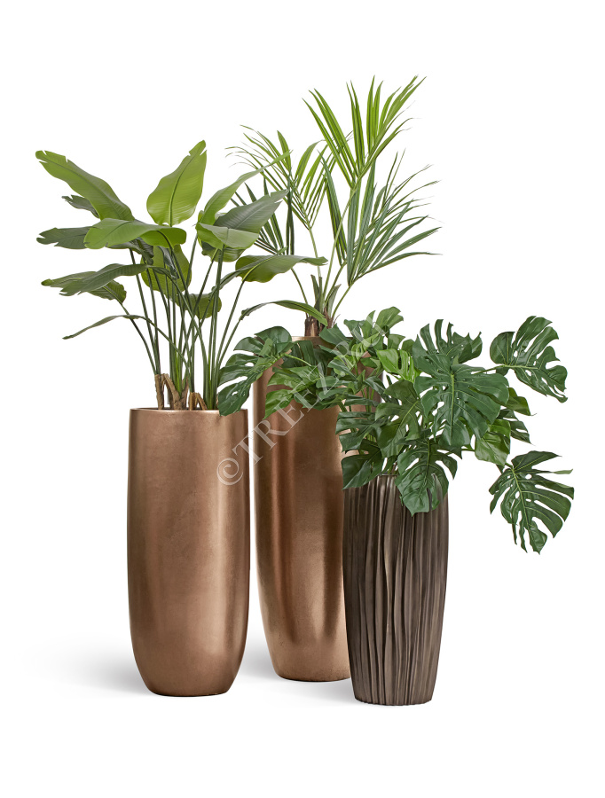 Кашпо TREEZ Effectory - Metal - Высокий конус Design Wave - Чернёная бронза фото