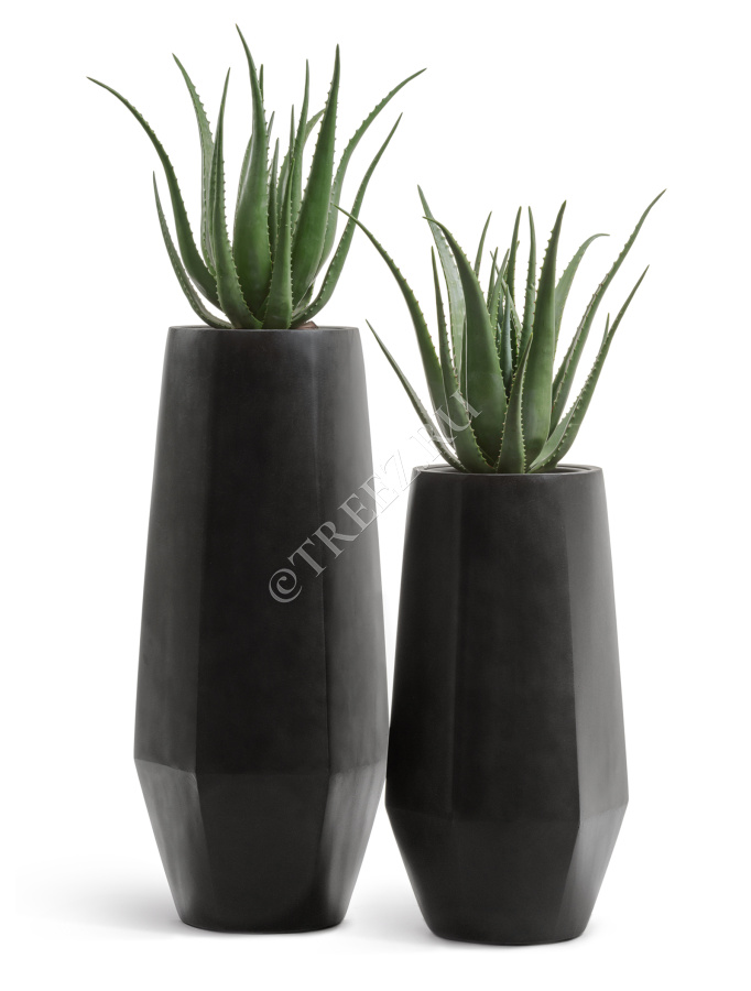 Кашпо TREEZ Effectory - Crystal - Высокий многогранник - Антрацит фото