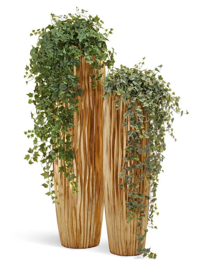 Сет № 16 - Композиция с плющом в кашпо Treez Effectory Metal Giant Design Wave Сусальное золото фото