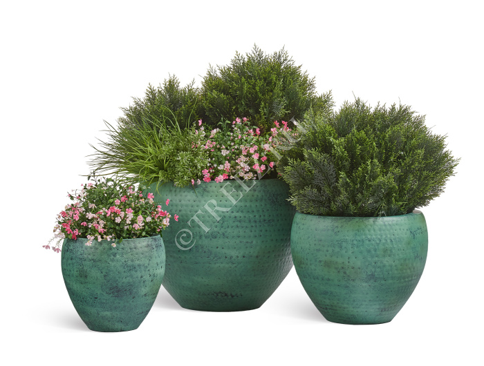 Сет № 65 - Композиция большая цветочная с Туями Брабант в кашпо Treez Effectory Ron фото