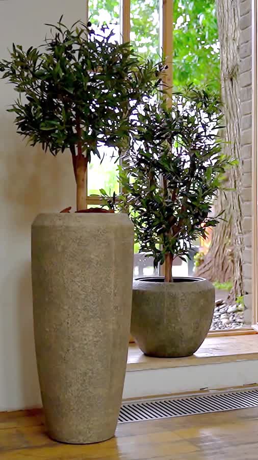 Кашпо TREEZ Effectory - Volcano - Высокий конус Design - Серо-коричневый туф фото